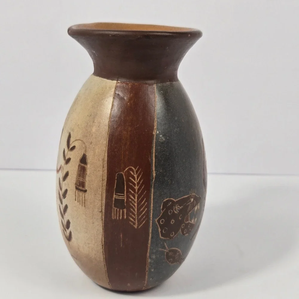 Handmade Peruvian Ceramic - Hand-Painted Pre-Columbian Nazca  Inca Style Pottery